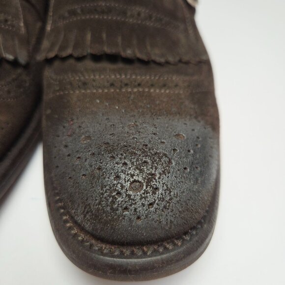 Andrea Ventura Firenze Shoes Brown Distressed Suede Monk Strap Kiltie Size 41 - Picture 6 of 12